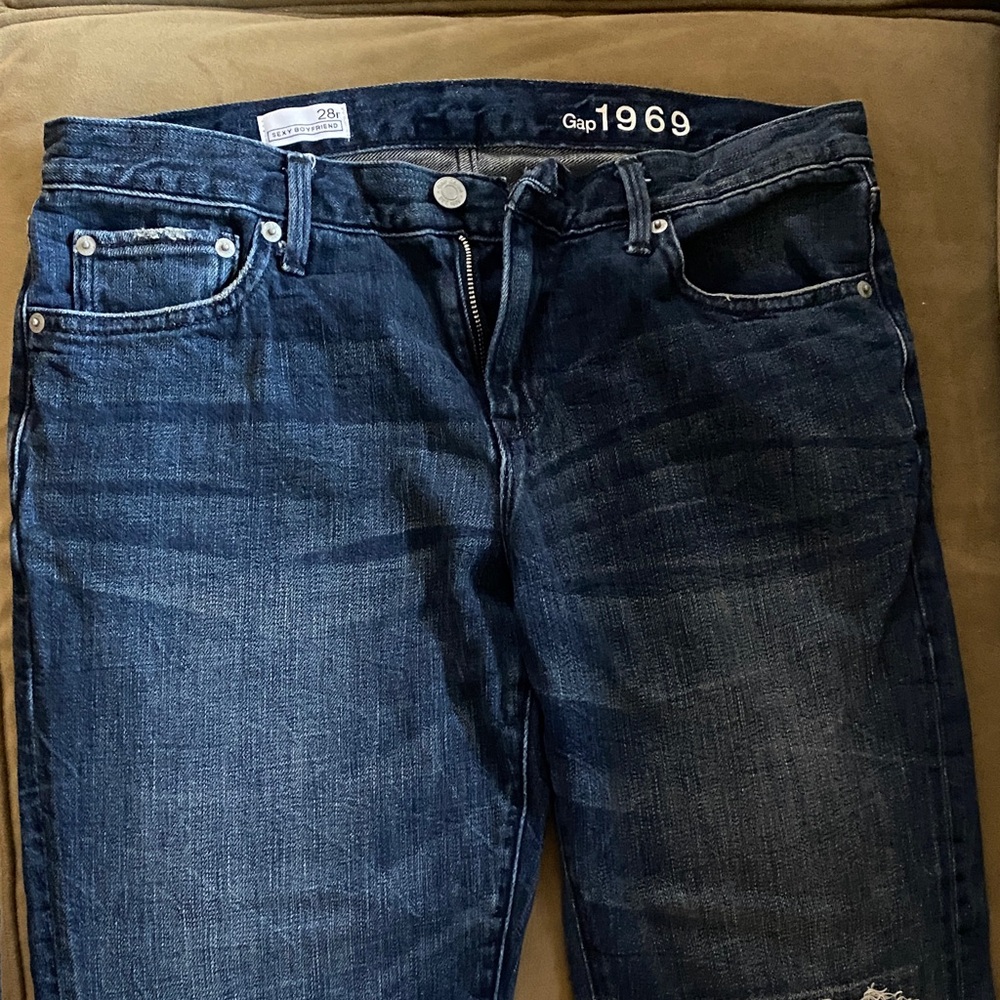 GAP Women's Patchwork Indigo Boyfriend Jeans